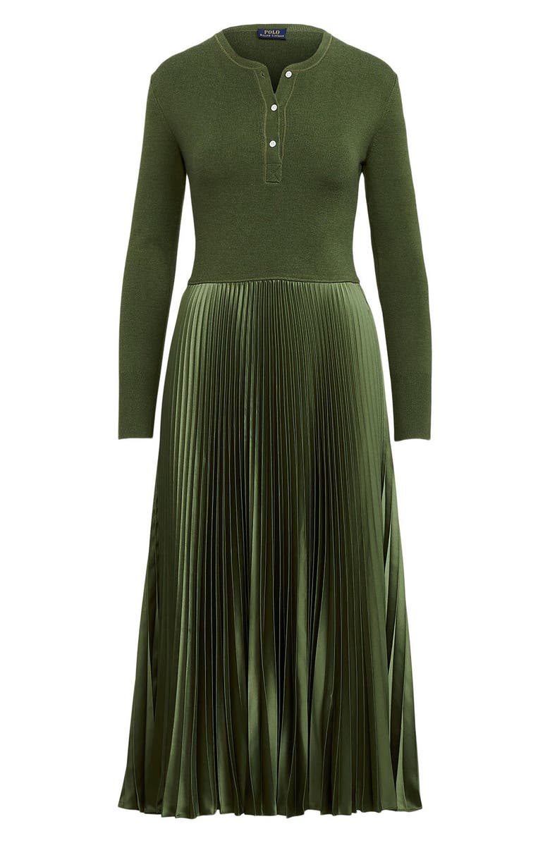 Polo Ralph Lauren Mixed Media Long Sleeve Fit & Flare Dress, Alternate, color, 