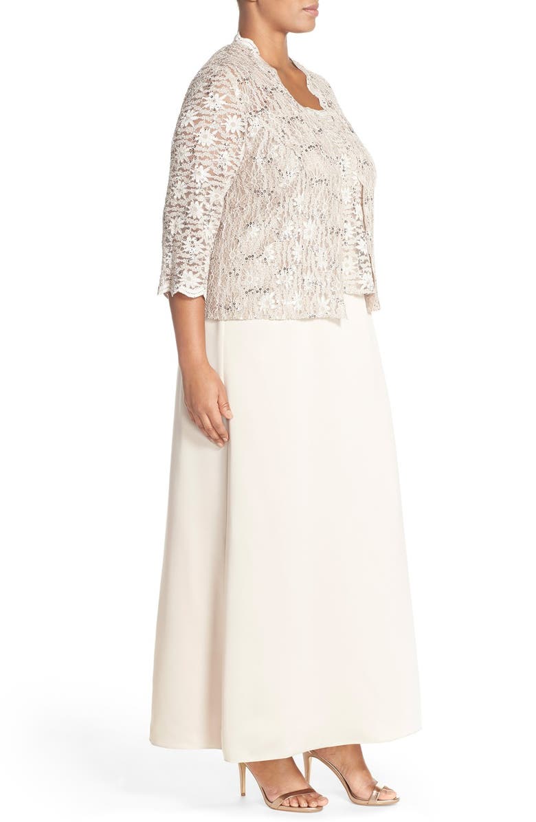 Alex Evenings Alex Evening A-Line Gown & Lace Jacket, Alternate, color, 