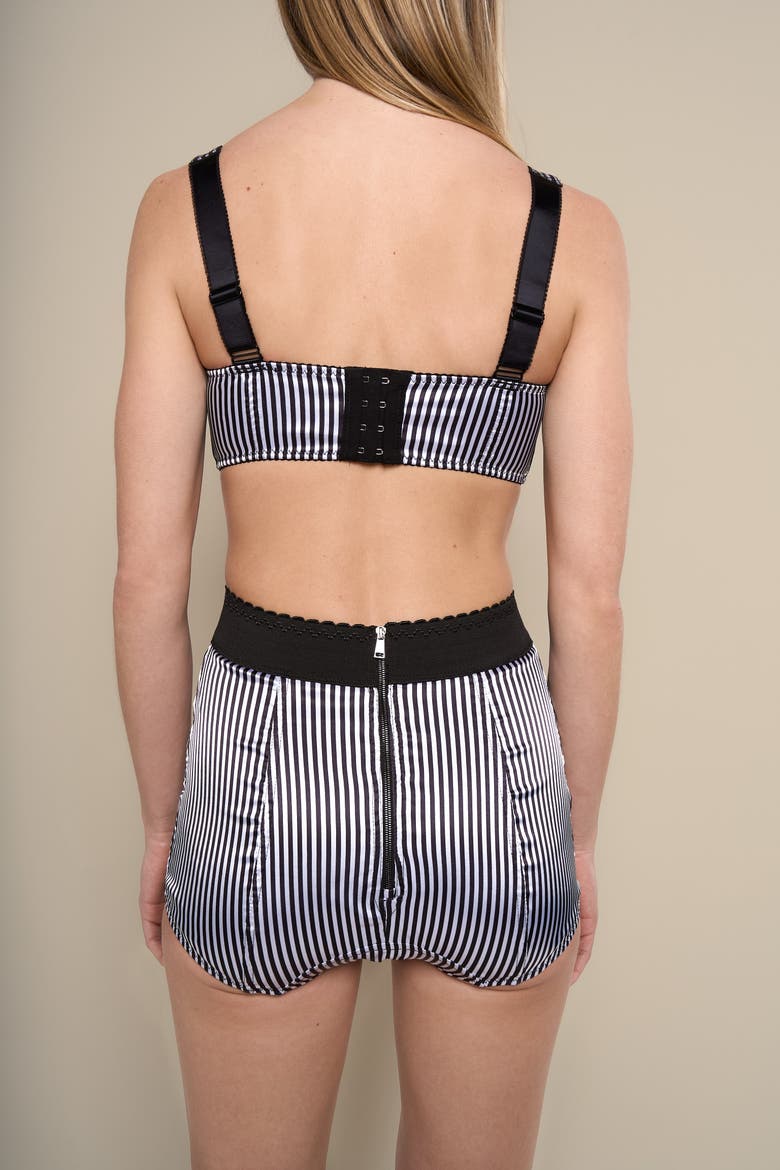Seraphim Striped Satin High-Waist Knickers, Alternate, color, Black-white