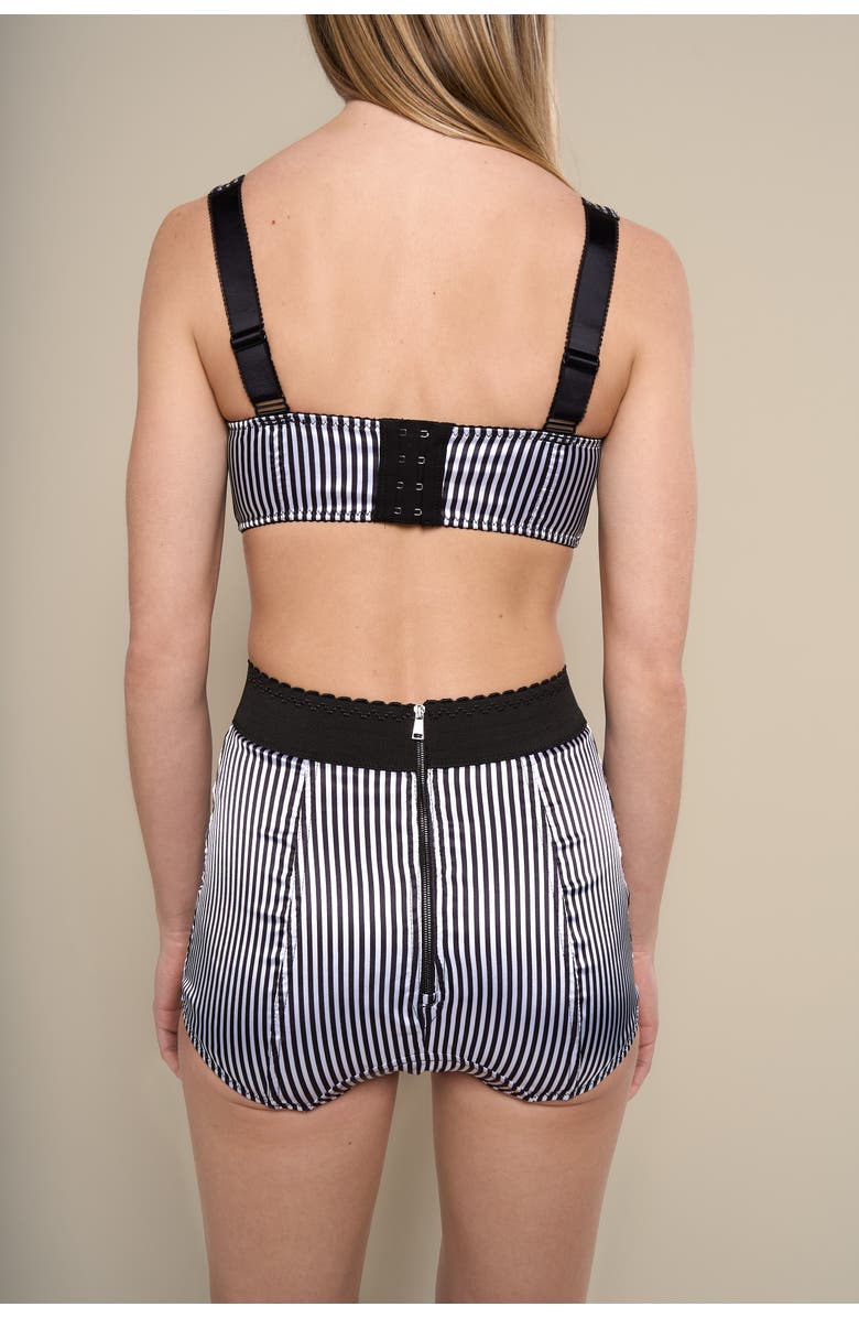 Contessa Mills Seraphim Satin Striped Adjustable Bralette, Alternate, color, Black-White