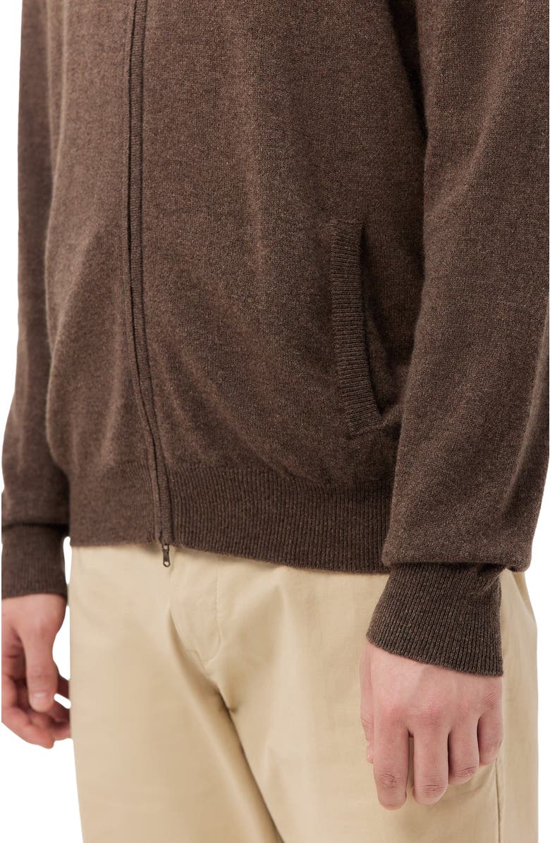GOBI Mongolian Cashmere Essential Full-Zip Cashmere Cardigan, Alternate, color, Cocoa
