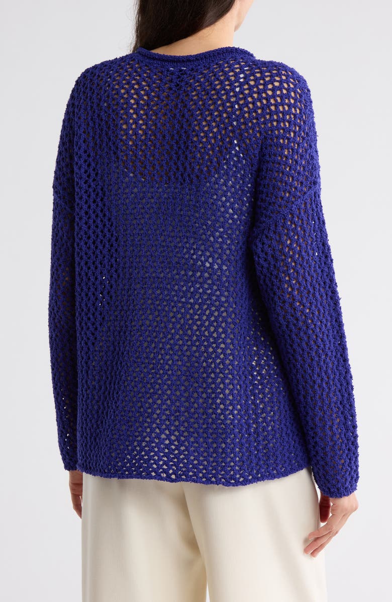 Eileen Fisher Open Stitch Organic Cotton Crewneck Sweater, Alternate, color, Blue Violet