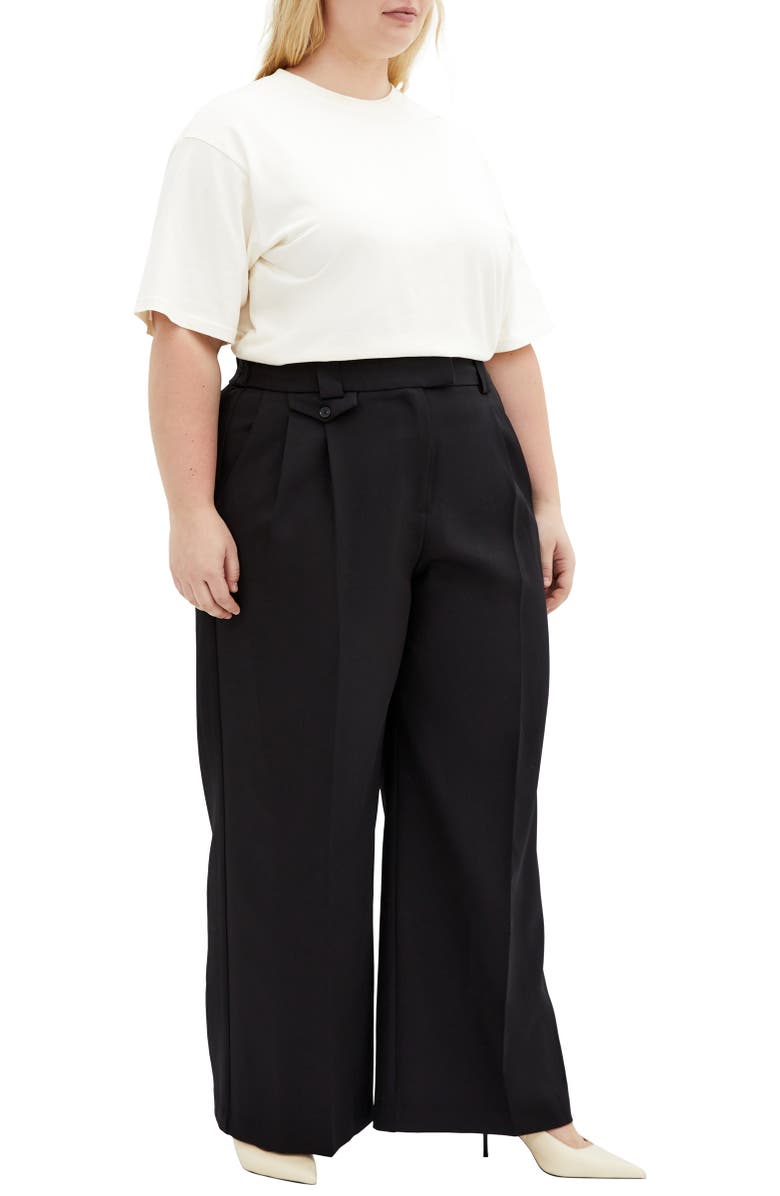 City Chic Jazmin Pleat Crepe Wide Leg Pants, Alternate, color, 