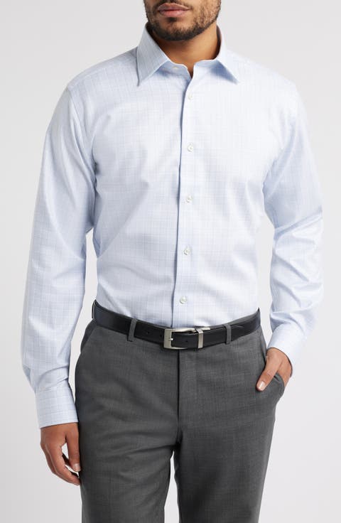 Trim Fit Check Cotton Dress Shirt