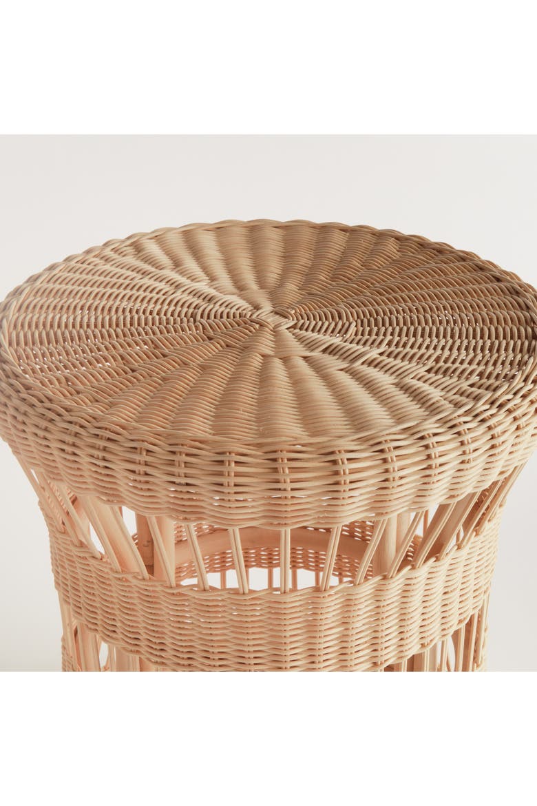 Ashton Natural Rattan Hourglass Shape Side Table 18" x 20", Alternate, color, Brown