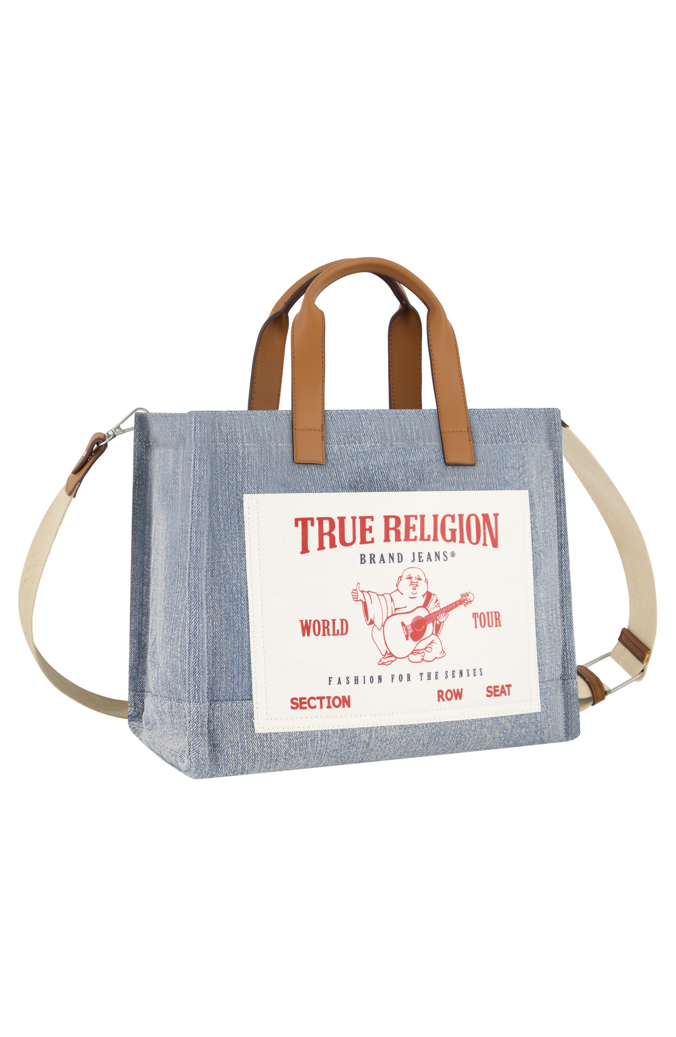 True Religion Brand Jeans Twill Medium Tote Bag, Alternate, color, Denim