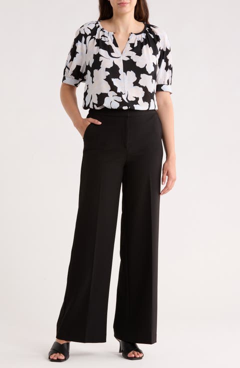 Gathered Neck Puff Sleeve Top