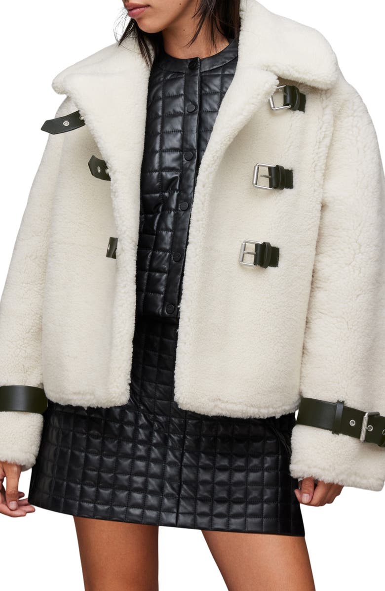 AllSaints Farley Genuine Shearling Jacket, Main, color, 