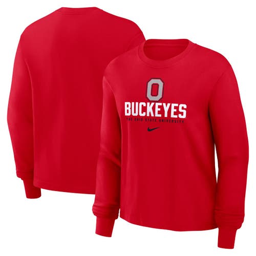 Nike Ohio State Buckeyes Primetime University Boxy Women's College Long-sleeve T-shirt In Red