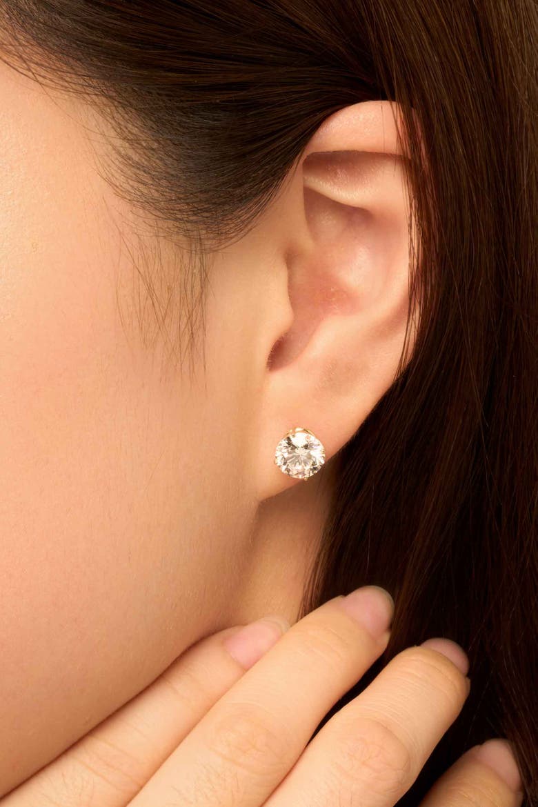 14K Solid Gold Luminous 4 Carat Lab Diamond Large Studs, Alternate, color, White Gold, Lab Diamonds