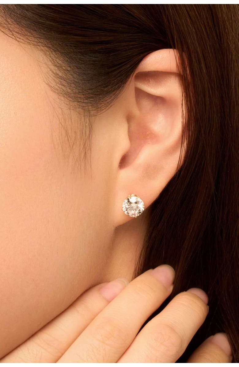 Oradina 14K Solid Gold Luminous 4 Carat Lab Diamond Large Studs, Alternate, color, White Gold, Lab Diamonds