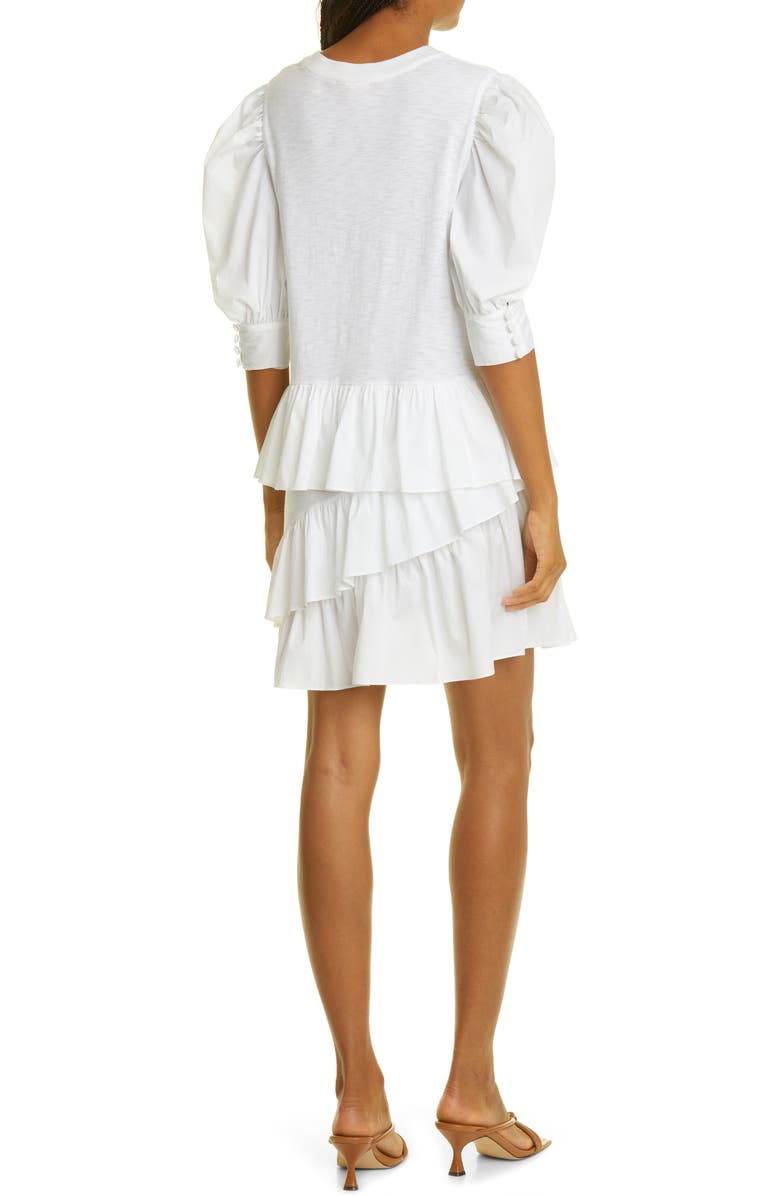 Cinq à Sept Shara Ruffle Cotton Minidress, Alternate, color, White