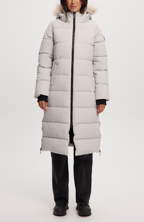 Winter Long Parka with Faux Fur Trim