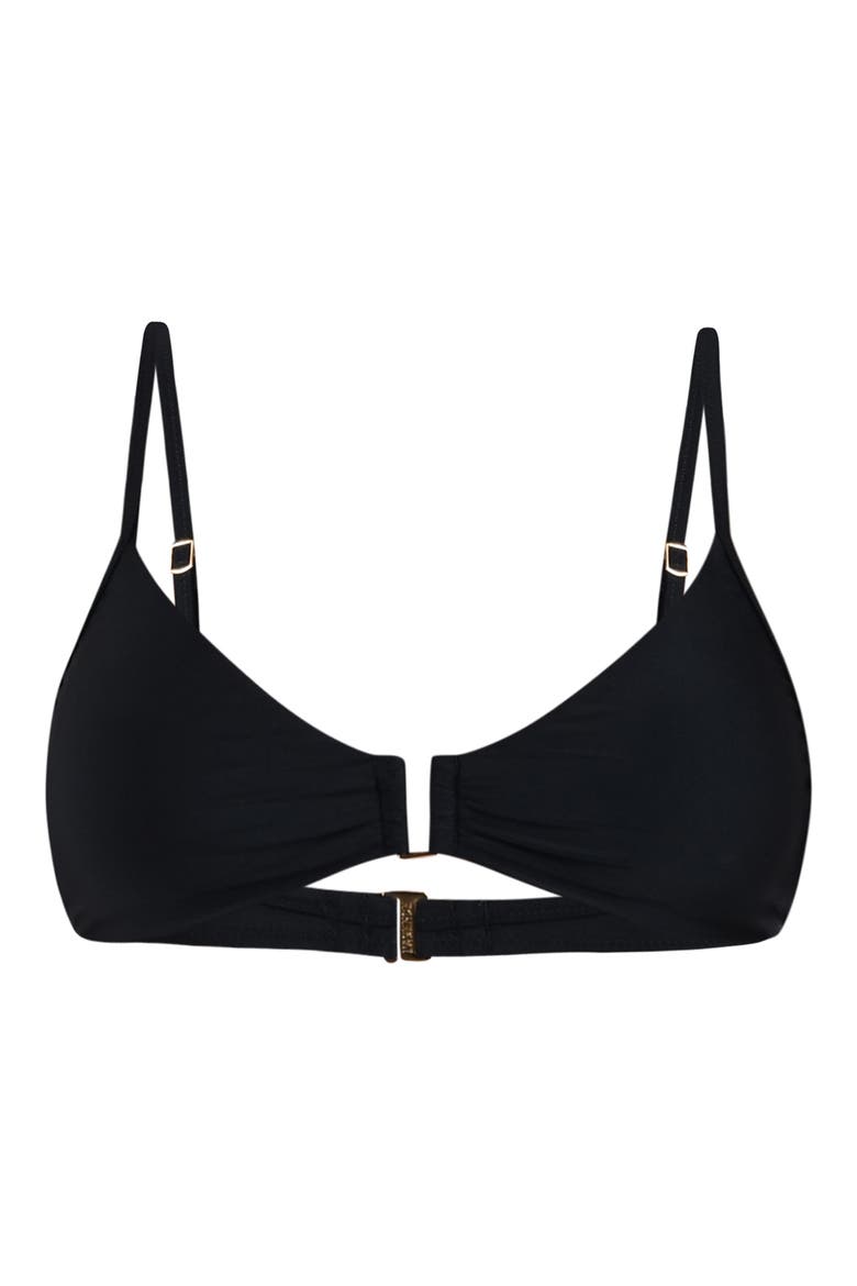 Yazmin Solid Triangle Bikini Top, Alternate, color, BLACK