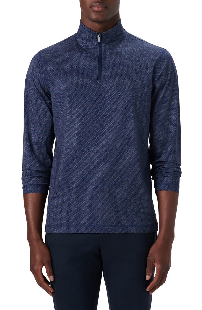 Bugatchi OoohCotton<sup>®</sup> Quarter Zip Pullover, Main, color,