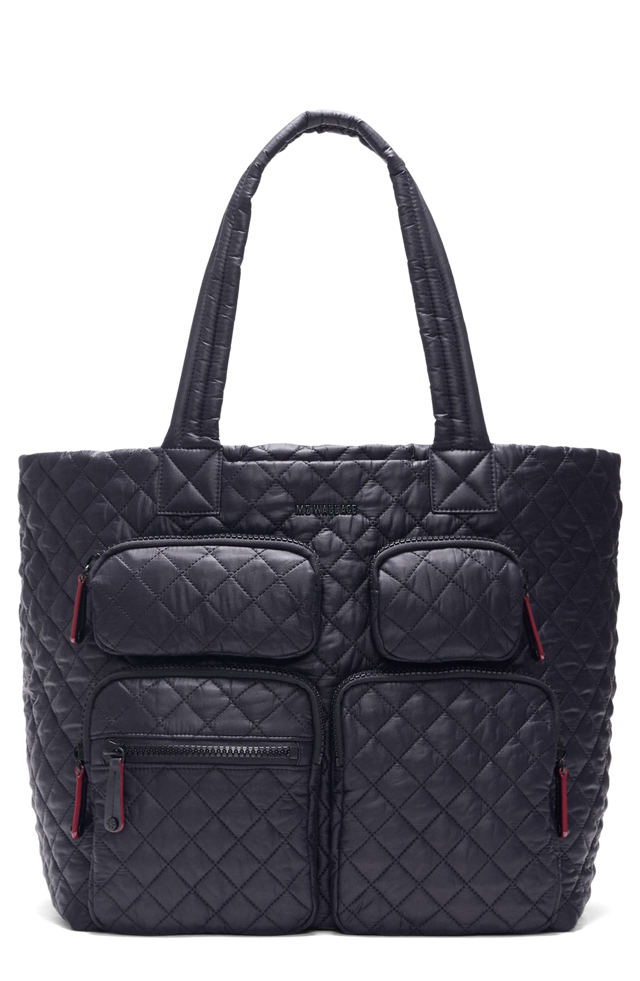 MZ Wallace Large Metro Quilted Nylon Tote, Main, color, Black