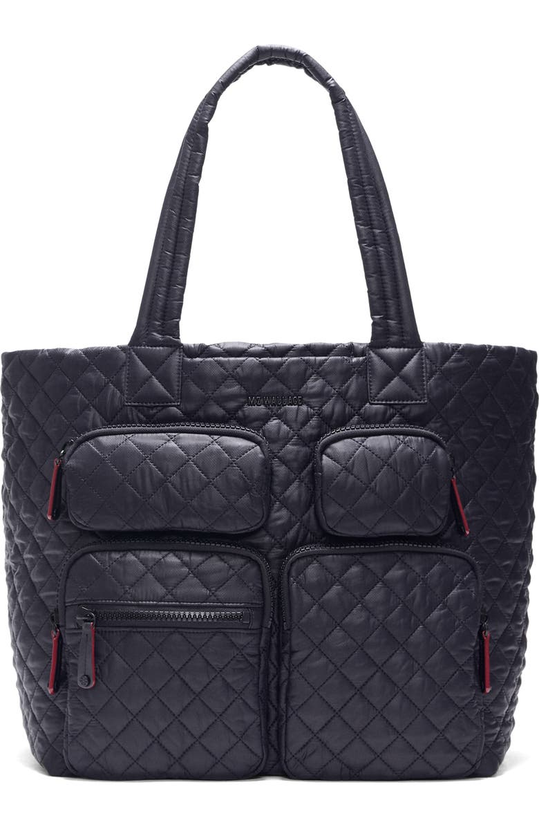 MZ Wallace Large Metro Quilted Nylon Tote, Main, color, Black