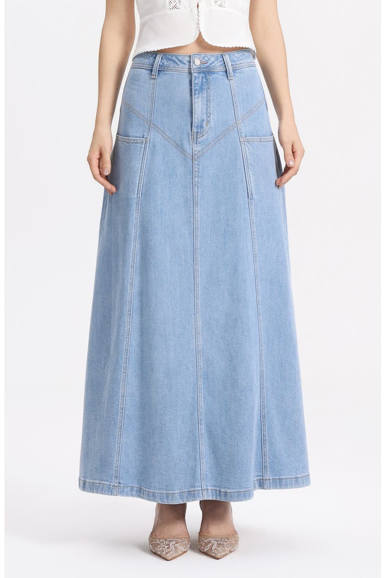 Denim Maxi Skirt, Main, color, LIGHT BLUE