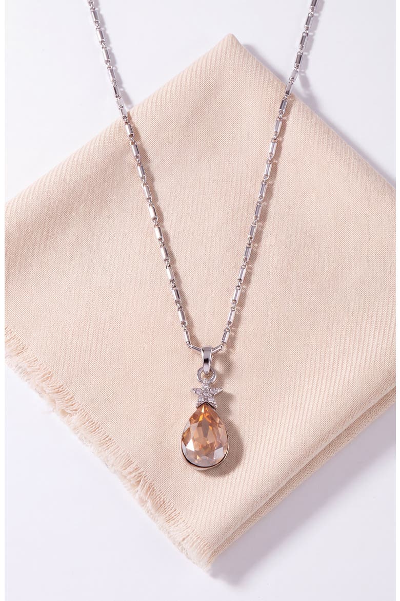 Topaz Teardrop Star Pendant Necklace, Alternate, color, Silver