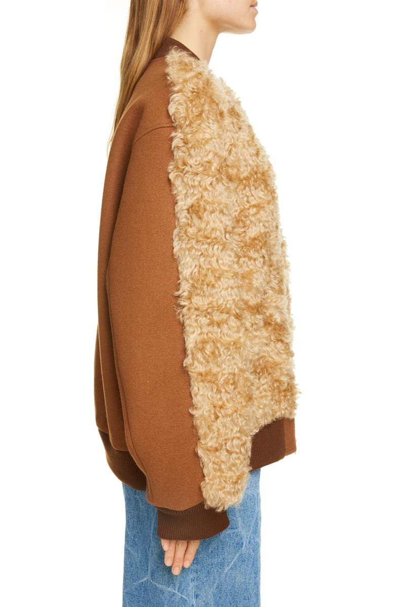 Dries Van Noten Varlo Faux Shearling Front Bomber Jacket, Alternate, color,