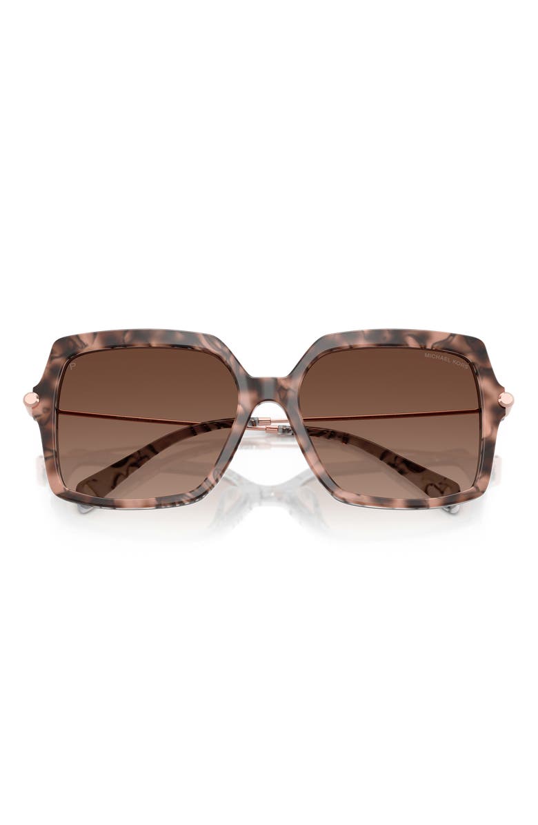 Michael Kors Quogue 57mm Polarized Gradient Square Sunglasses, Alternate, color, Pink Tortoise / Brown Polar