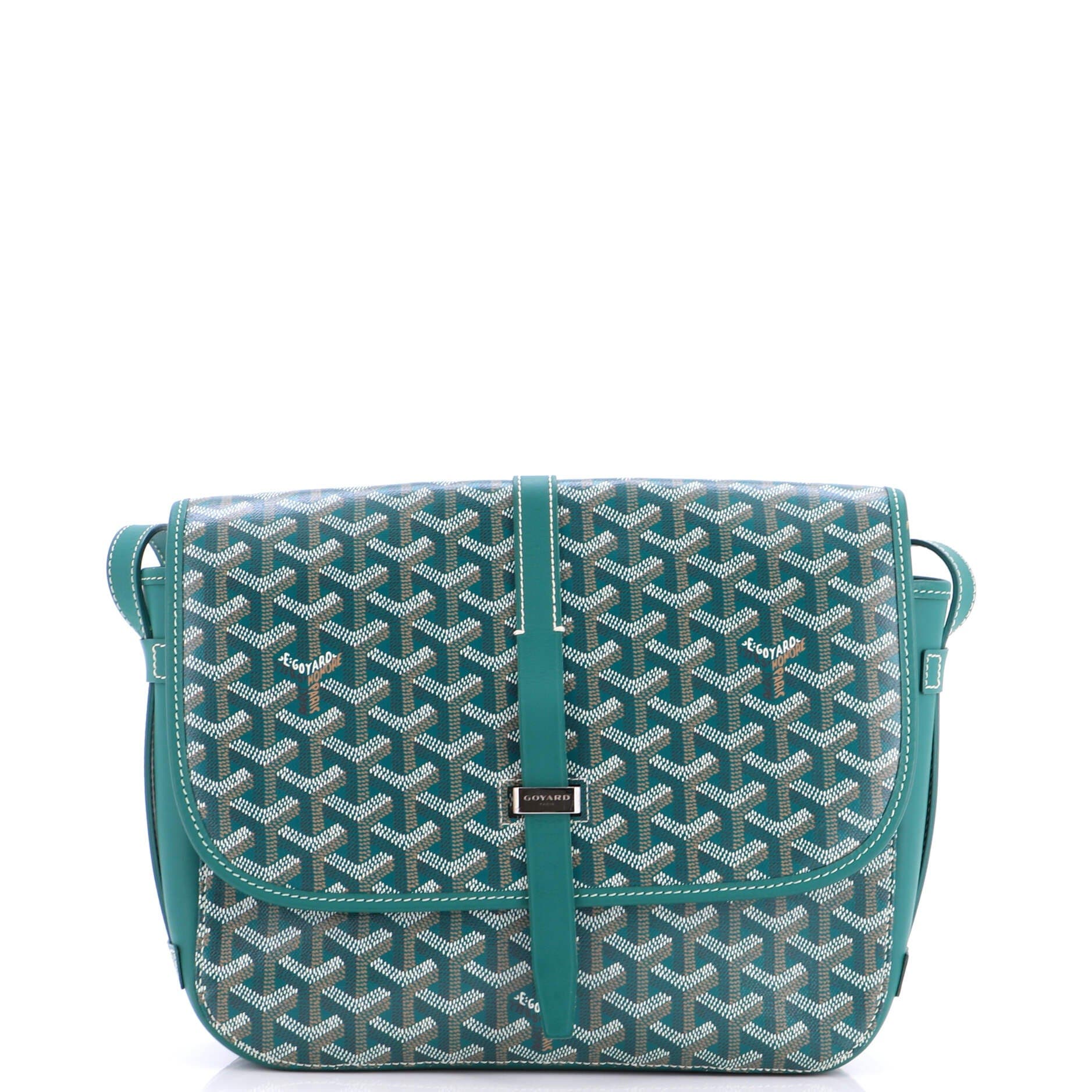 Pre-Owned Goyard Belvedere II Messenger Bag Coated Canvas MM, Main, color, Green