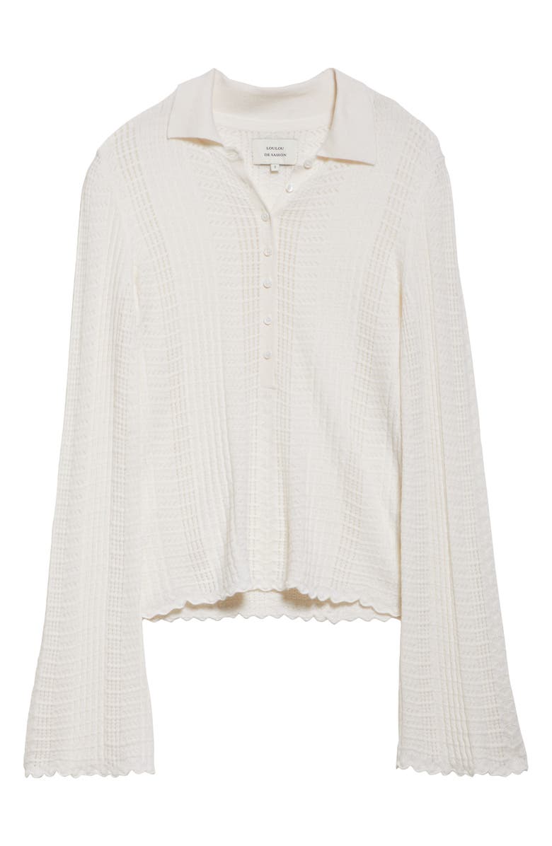 LOULOU DE SAISON Tiha Long Sleeve Wool & Cashmere Polo Sweater, Alternate, color, Ivory