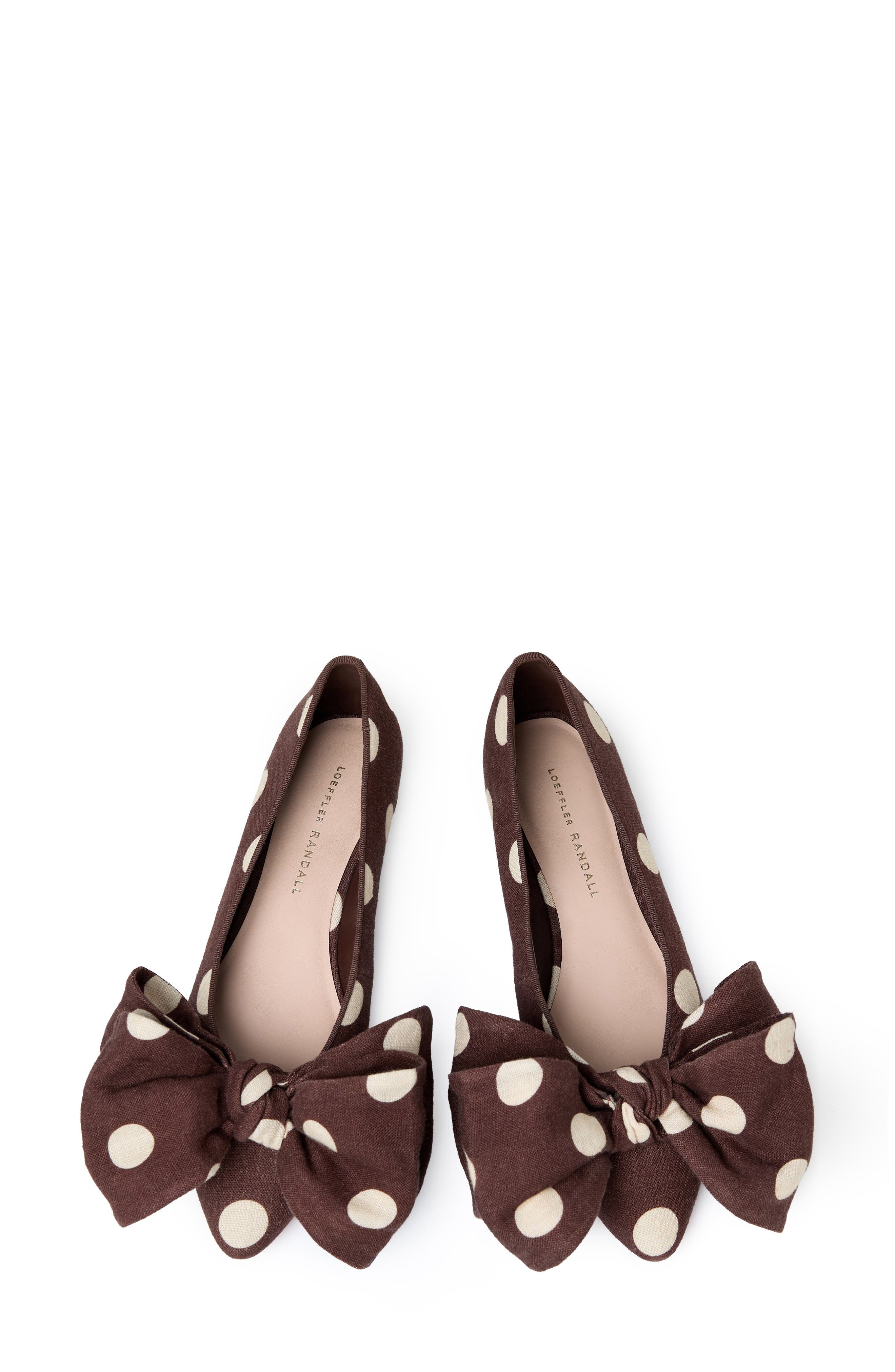 Noa Bow Pointed Toe Block Heel Pump, Alternate, color, BROWN/ CREAM POLKA DOT