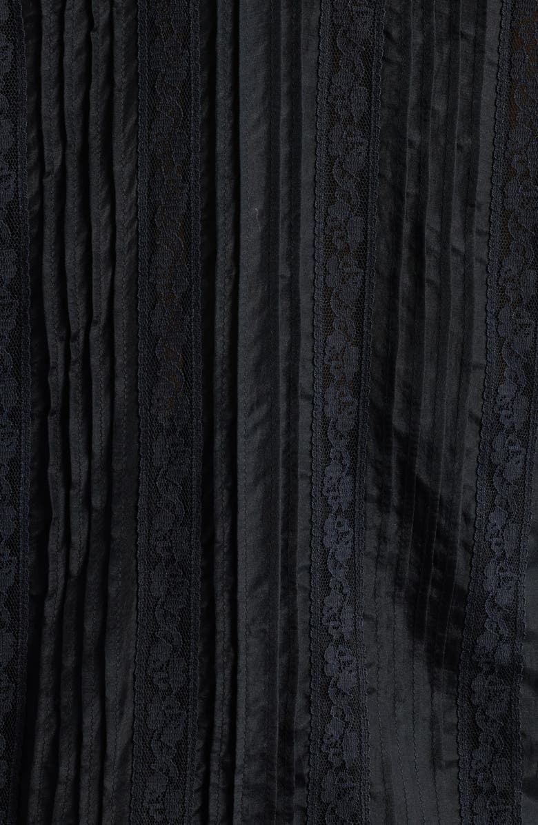 LoveShackFancy Aralina Lace & Ruffle Silk Shirt, Alternate, color, Black