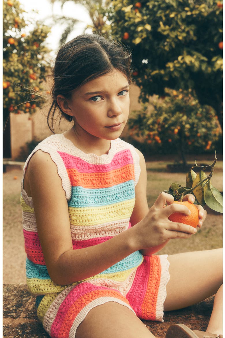 Kids' Textured Knit Tank, Alternate, color, NEON STRIPE
