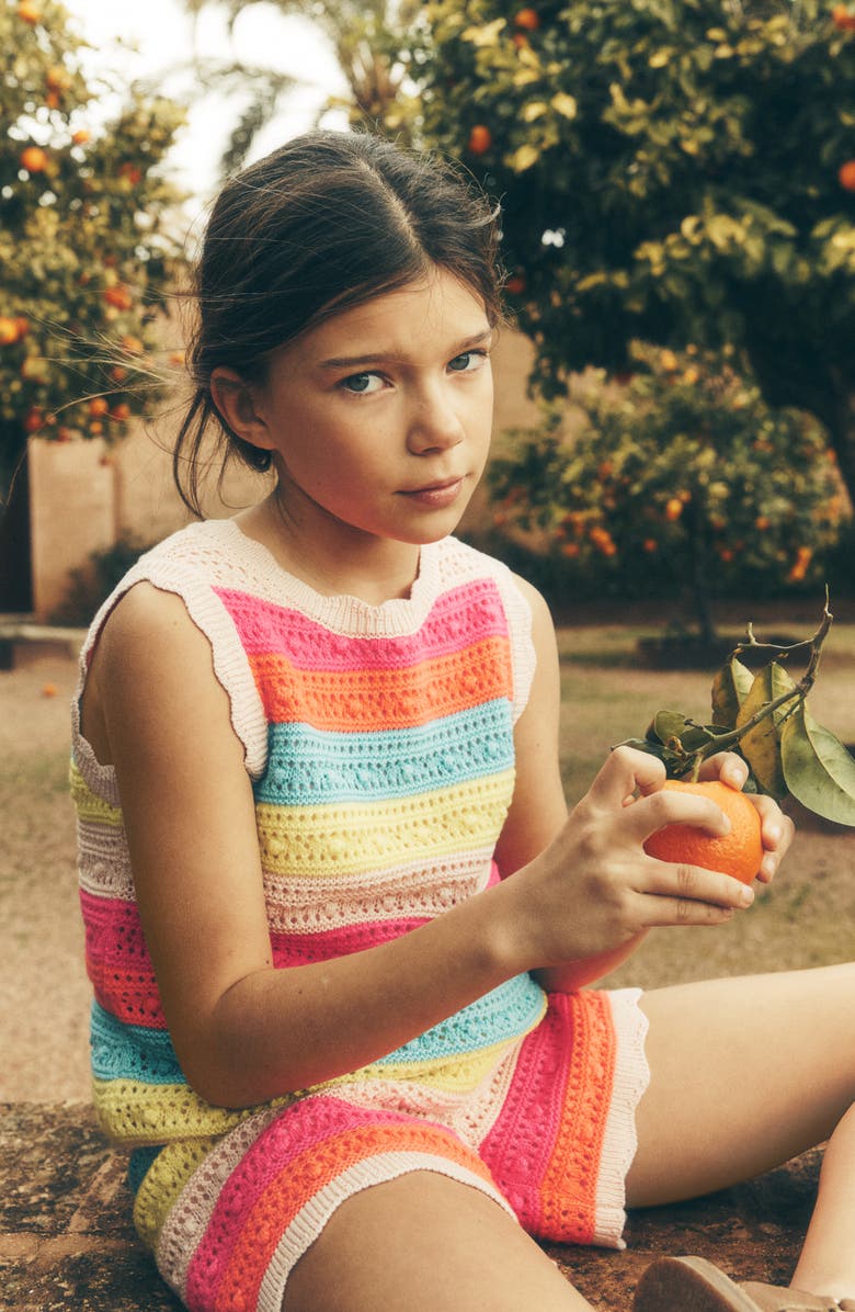 Mini Boden Kids' Textured Knit Tank, Alternate, color, Neon Stripe