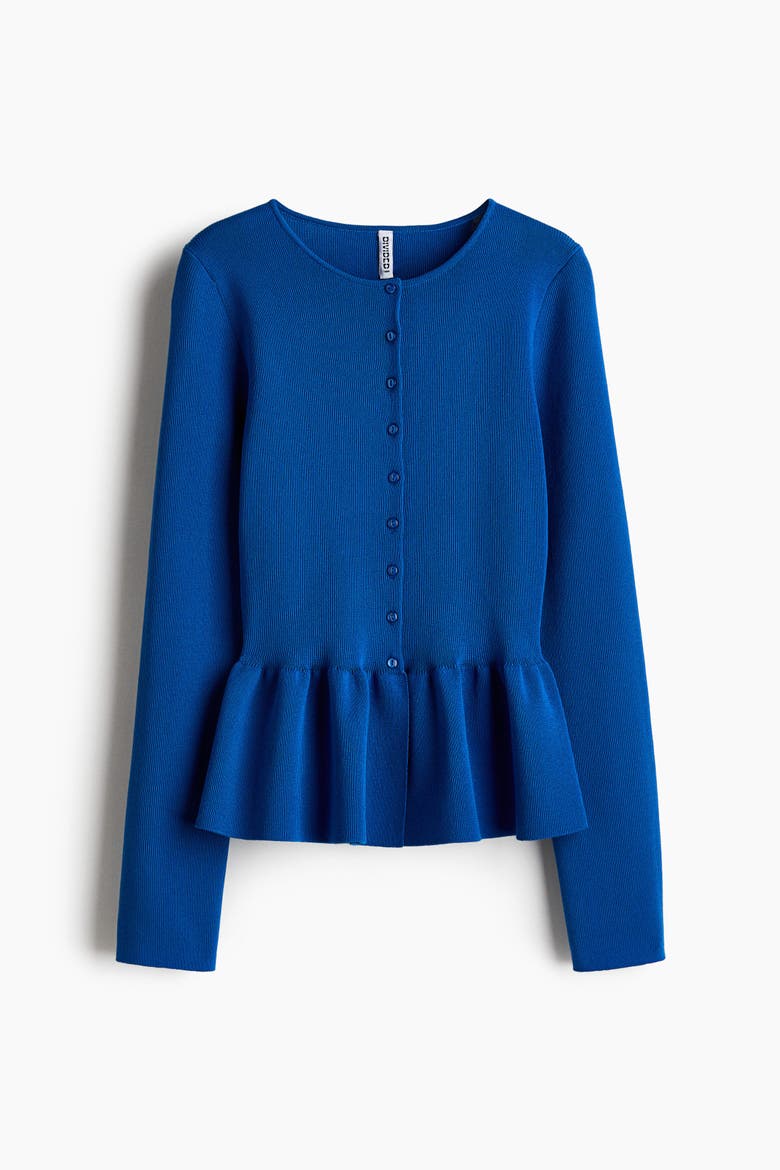Peplum Cardigan, Alternate, color, Blue