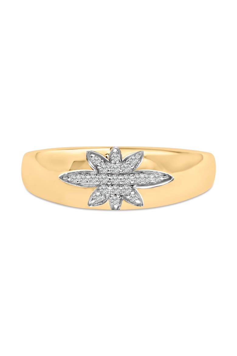 18K Yellow Gold 1/10 Cttw Diamond Star Burst Inlay Ring, Main, color, Yellow Gold
