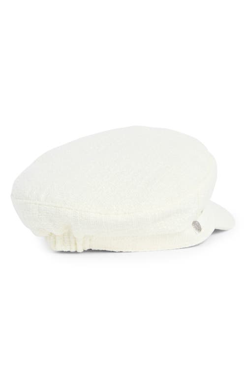 Vince Camuto Nubby Captain's Croc Embossed Band Skipper Cap In White