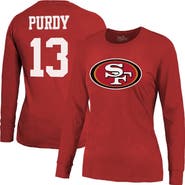 Majestic Threads Women's Majestic Threads Brock Purdy Scarlet San Francisco 49ers Player Name & Number Long Sleeve T-Shirt