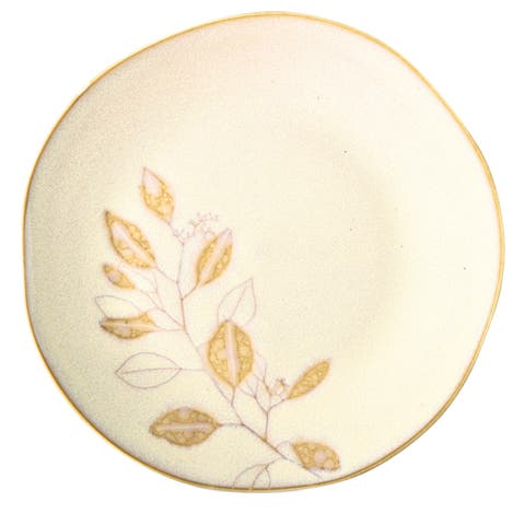 Eucalyptus Ivory Ceramic Appetizer Plates Dishwasher Safe