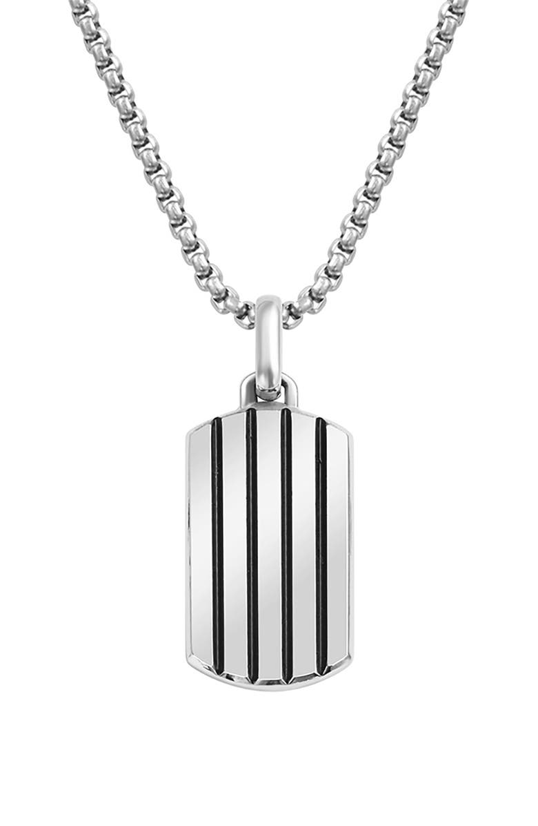 VAN HEUSEN Men's Stripe Dog Tag Pendant Necklace, Main, color, Silver