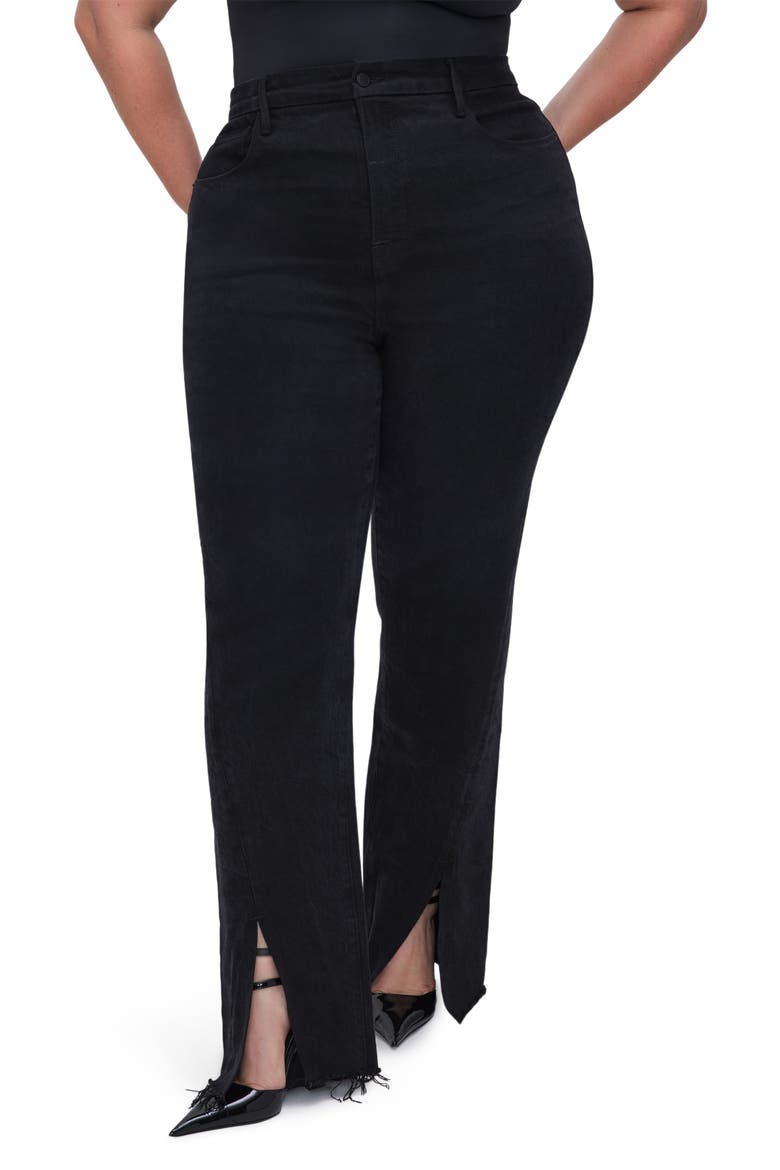 Good Boy Twisted Slit Raw Hem Jeans, Alternate, color, BLACK318