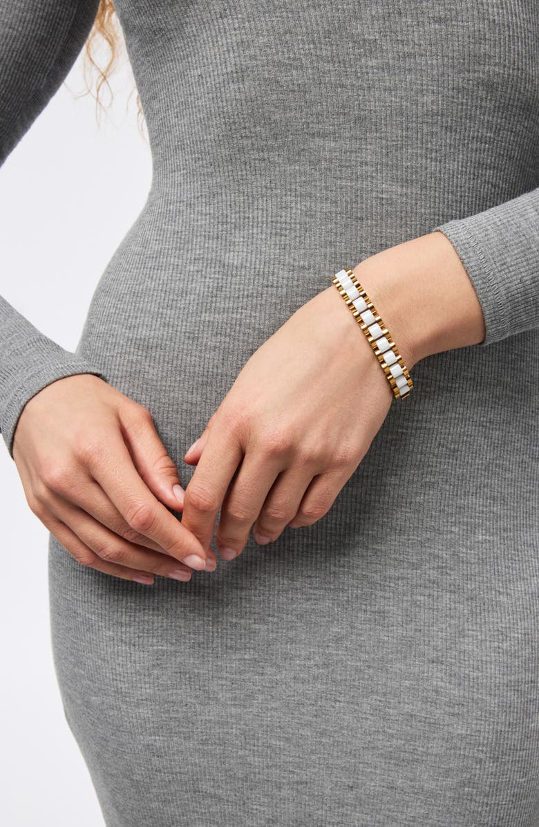 Ana Luisa Ora Ceramic Bracelet, Alternate, color, Gold / White