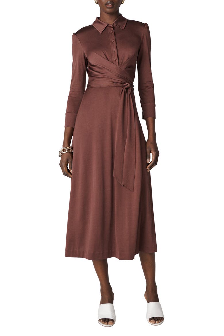 Sana Wrap Shirtdress, Main, color, CHOCOLATE