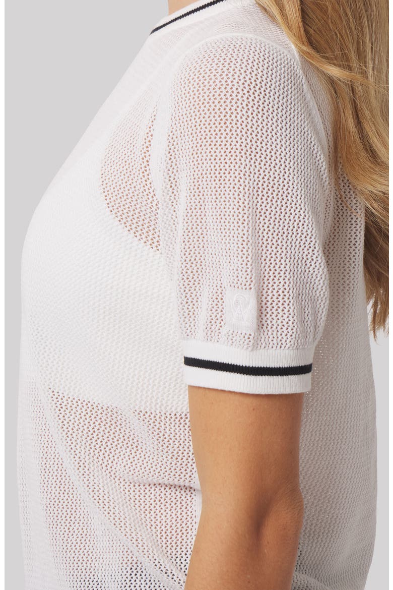Sydney Cotton Mesh Golf T-Shirt, Alternate, color, WHITE/ BLACK