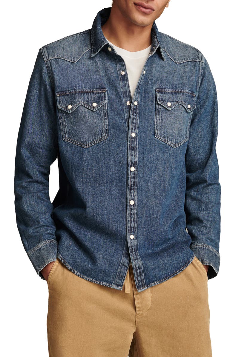 Lucky Brand Core Denim Western Snap-Up Shirt, Main, color, Anchor