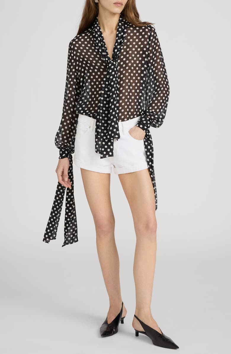 FRAME The Nouvelle Silk Polka Dot Top, Alternate, color, Black Multi