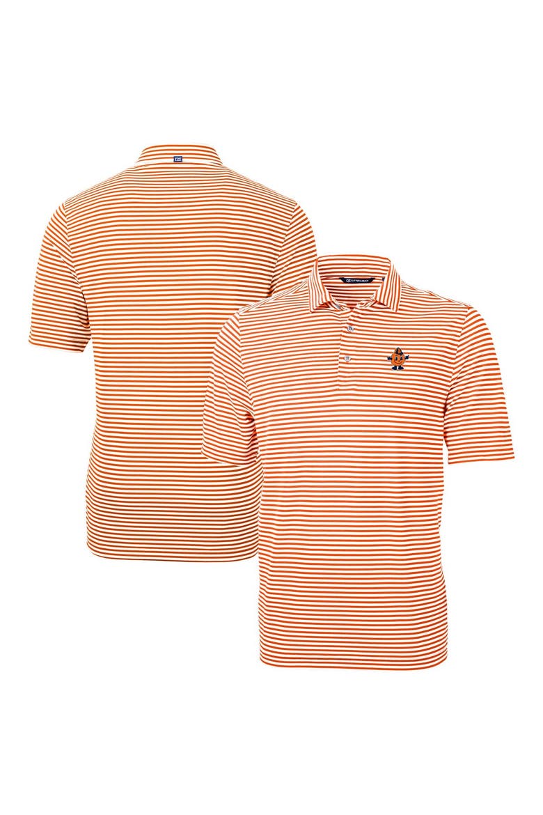 Men's Cutter & Buck  Orange Syracuse Orange Vault DryTec Virtue Eco Pique Stripe Recycled Polo, Main, color, Orange