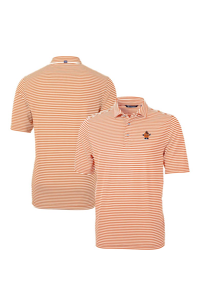 Cutter & Buck Men's Cutter & Buck Orange Syracuse Orange Vault DryTec Virtue Eco Pique Stripe Recycled Polo, Main, color, Orange