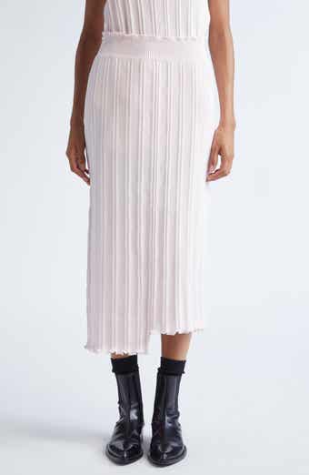 Jil Sander Asymmetric Cotton Rib Straight Midi Skirt