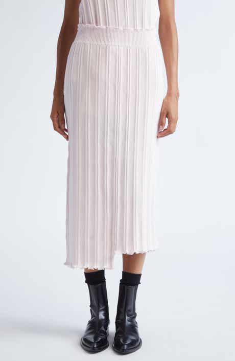 Jil Sander Asymmetric Cotton Rib Straight Midi Skirt