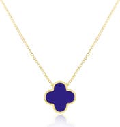 The Lovery Fine Jewelry Extra Large Lapis Single Clover Necklace