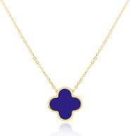 The Lovery Fine Jewelry Extra Large Lapis Single Clover Necklace