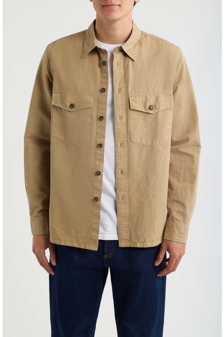 Cotton & Linen Button Up Shirt, Main, color, 61 MEDIUM BEIGE